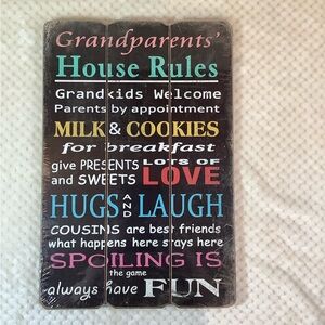 Grandparents House Rules Wooden Wall Sign Farmhouse Style Decor